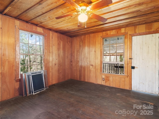 40 Wells Rd, Waynesville, NC 28785 - spare room with wood-type flooring, a ceiling fan, wood walls, and wood ceiling