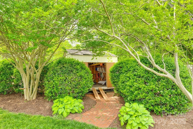 view of yard featuring an outbuilding