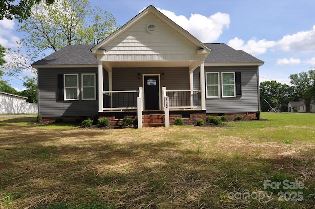 602 Still St Unit 1Blk C, Chester, SC 29706 - bungalow with a porch, a front yard, roof with shingles, and crawl space