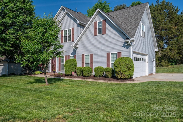 7905 Sedgebrook Dr E, Stanley, NC 28164 - traditional-style home featuring concrete driveway, a garage, a front lawn, and roof with shingles