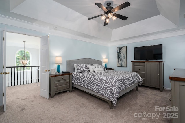 7905 Sedgebrook Dr E, Stanley, NC 28164 - carpeted bedroom with a raised ceiling and ceiling fan