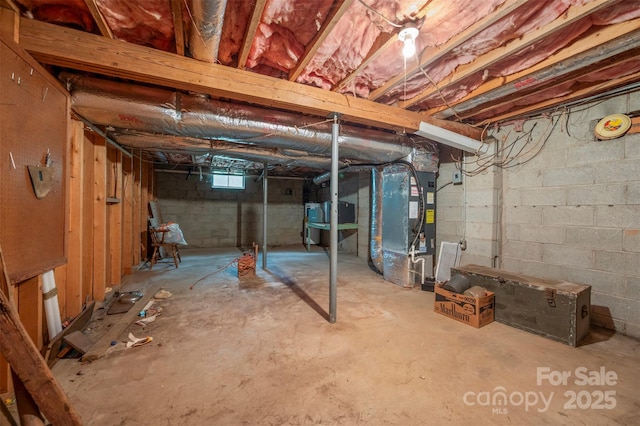 below grade area featuring heating unit