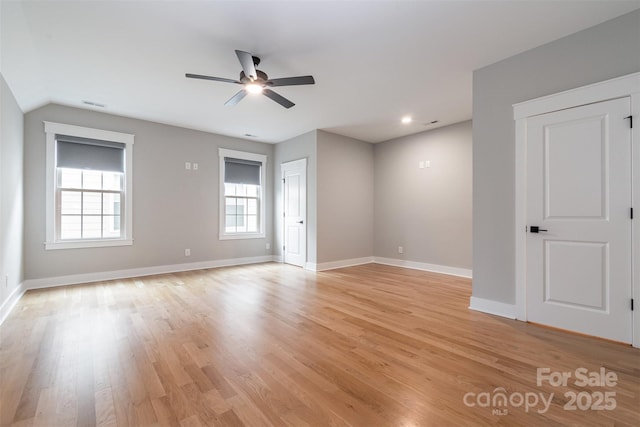 14119 Shelburne Village Dr, Charlotte, NC 28278 - unfurnished room featuring ceiling fan, light wood-type flooring, visible vents, and baseboards