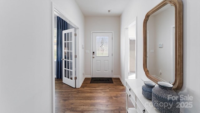 interior space with dark wood finished floors