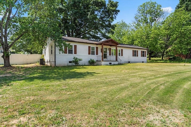 135 Mcshag Dr, Kannapolis, NC 28081 - view of front of property with fence, a front yard, central AC, and crawl space
