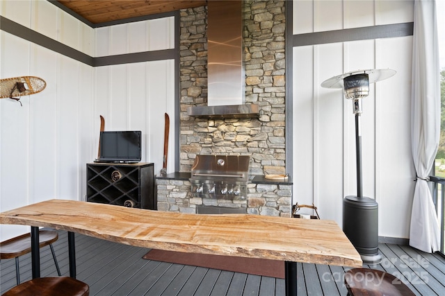 interior space with area for grilling