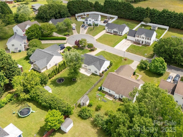 birds eye view of property with a residential view