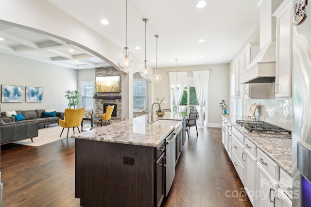 1004 Princesa Dr, Matthews, NC 28104 - kitchen featuring a sink, recessed lighting, white cabinetry, and dark brown cabinets
