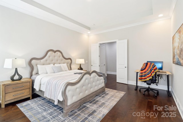 1004 Princesa Dr, Matthews, NC 28104 - bedroom with baseboards, wood finished floors, and a raised ceiling