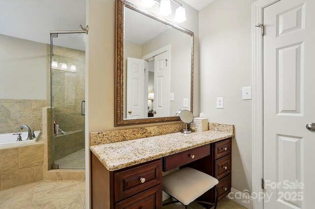 3804 Bellingham Ln, Charlotte, NC 28215 - full bathroom featuring a shower stall, a bath, and vanity