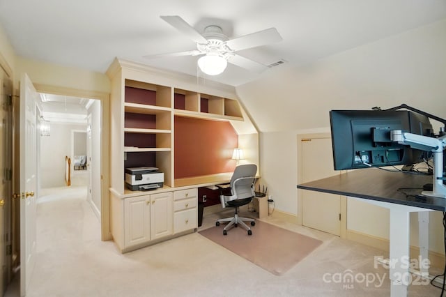 3804 Bellingham Ln, Charlotte, NC 28215 - office space with attic access, light colored carpet, and a ceiling fan