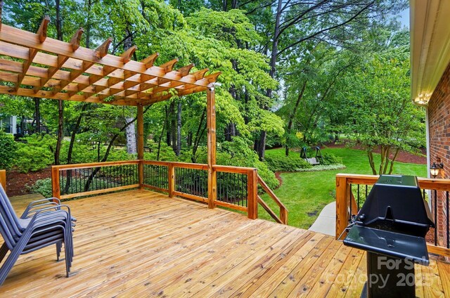 3804 Bellingham Ln, Charlotte, NC 28215 - deck featuring a lawn and view of scattered trees