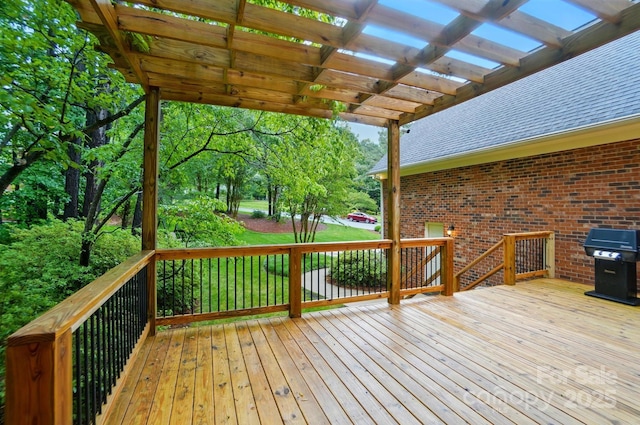 3804 Bellingham Ln, Charlotte, NC 28215 - wooden deck featuring a grill and a pergola