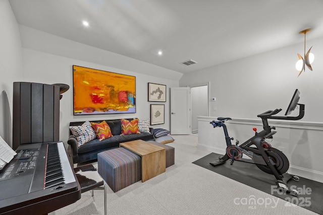1550 High St, Charlotte, NC 28211 - workout area with visible vents, recessed lighting, and carpet