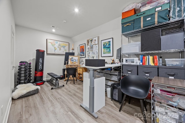 1550 High St, Charlotte, NC 28211 - office area featuring recessed lighting, baseboards, visible vents, and wood finished floors