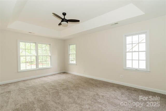 4410 Laurel Twig Ct, Charlotte, NC 28215 - carpeted empty room with baseboards, visible vents, a raised ceiling, and ceiling fan