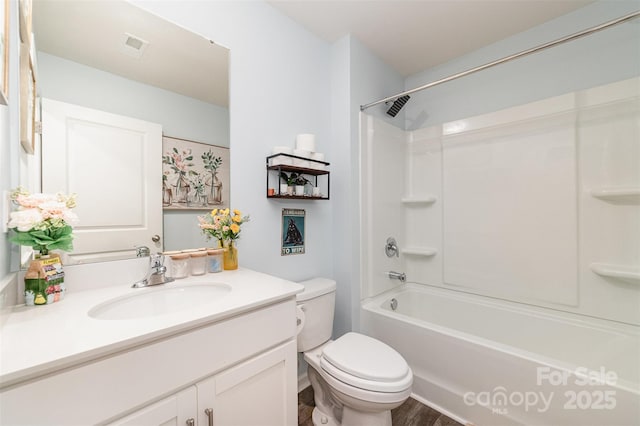 2886 Sherrills Stream Dr, Sherrills Ford, NC 28673 - full bath with wood finished floors, toilet, bathing tub / shower combination, and vanity