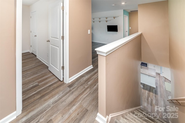2886 Sherrills Stream Dr, Sherrills Ford, NC 28673 - corridor with an upstairs landing, wood finished floors, and baseboards