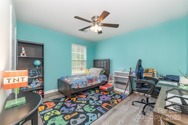 2886 Sherrills Stream Dr, Sherrills Ford, NC 28673 - bedroom with baseboards, wood finished floors, and a ceiling fan