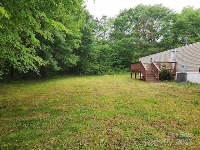 544 Bentley Rd, Shelby, NC 28152 - view of yard featuring central air condition unit and a deck