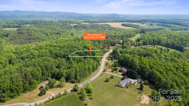 351 Fletcher Rd, Union Grove, NC 28689 - birds eye view of property with a view of trees and a mountain view