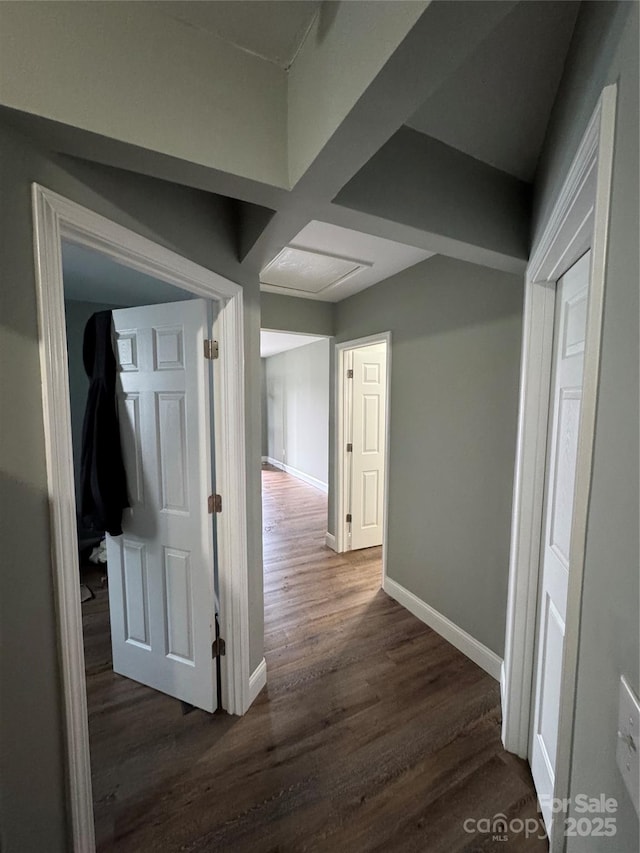 81 Academy Ave NW, Concord, NC 28025 - corridor with baseboards and dark wood-type flooring