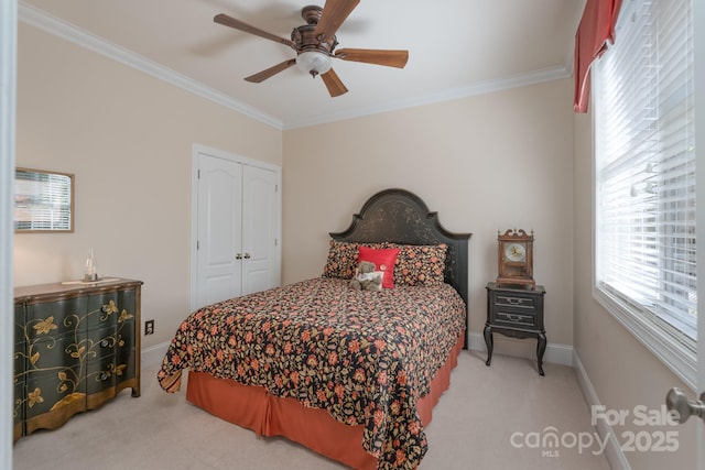 11008 Round Rock Rd, Charlotte, NC 28277 - bedroom with crown molding, carpet flooring, multiple windows, and a closet