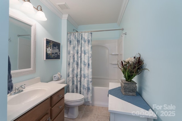 11008 Round Rock Rd, Charlotte, NC 28277 - full bathroom with vanity, ornamental molding, toilet, and visible vents