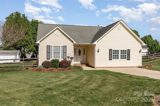 206 Summey Barker Dr, Dallas, NC 28034 - single story home featuring fence, roof with shingles, and a front lawn