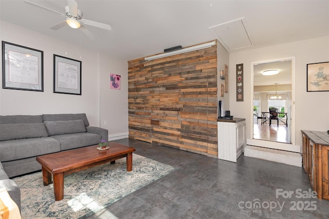 206 Summey Barker Dr, Dallas, NC 28034 - living area with attic access and a ceiling fan