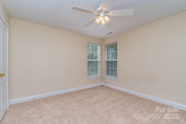 4874 Hawfield St, Kannapolis, NC 28083 - spare room with visible vents, baseboards, a ceiling fan, and carpet floors