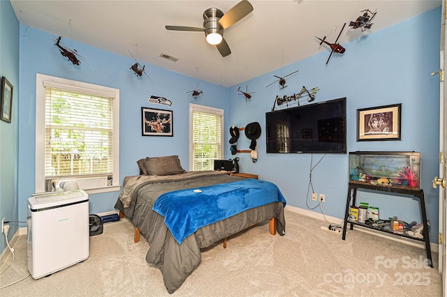 11232 Tradition View Dr, Charlotte, NC 28269 - bedroom featuring carpet, baseboards, multiple windows, and ceiling fan