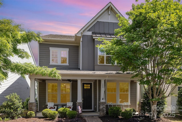 209 Helton Ln, Fort Mill, SC 29708 - craftsman inspired home featuring covered porch, board and batten siding, and stone siding