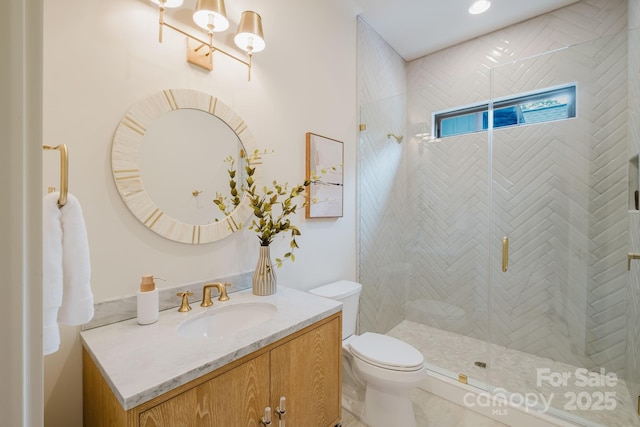 1807 Arnold Dr, Charlotte, NC 28205 - full bathroom featuring toilet, a stall shower, and vanity