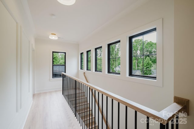 1807 Arnold Dr, Charlotte, NC 28205 - corridor with light wood-style flooring, an upstairs landing, and baseboards