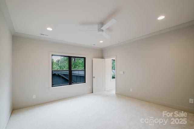 1807 Arnold Dr, Charlotte, NC 28205 - carpeted empty room with a ceiling fan, recessed lighting, and baseboards