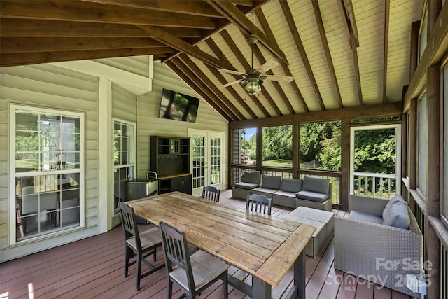 6723 Joliette Ln, Charlotte, NC 28277 - sunroom with an outdoor hangout area and ceiling fan