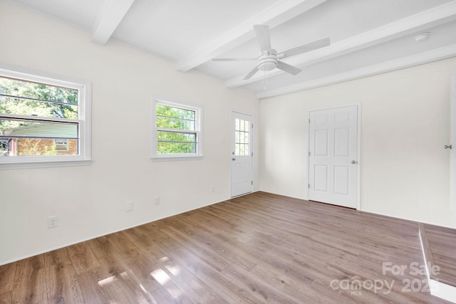 612 Summerow Rd Lot 22, Stanley, NC 28164 - spare room with a ceiling fan, beamed ceiling, and wood finished floors
