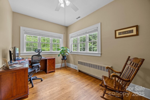 100 Poplar Spring Trl, Hendersonville, NC 28739 - office space featuring radiator heating unit, plenty of natural light, light wood-style flooring, and ceiling fan