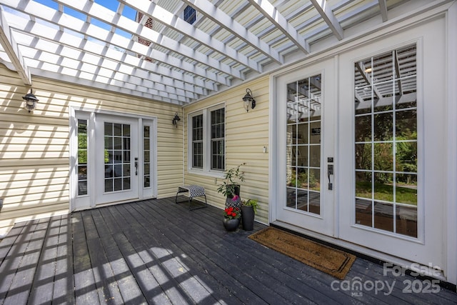 100 Poplar Spring Trl, Hendersonville, NC 28739 - wooden deck with french doors and a pergola