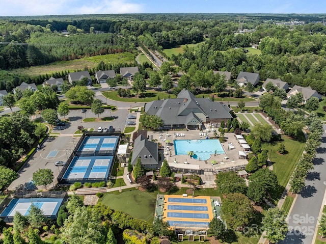 11621 Mount Argus Dr, Cornelius, NC 28031 - bird's eye view of a pool area and a forest