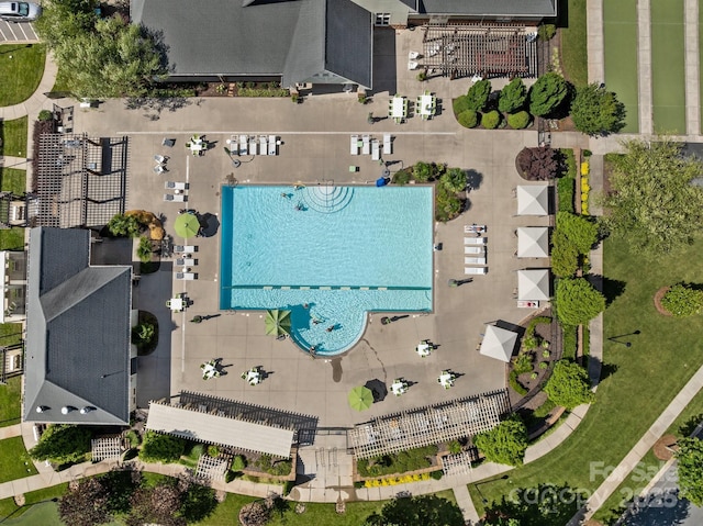 11621 Mount Argus Dr, Cornelius, NC 28031 - drone / aerial view of a pool area