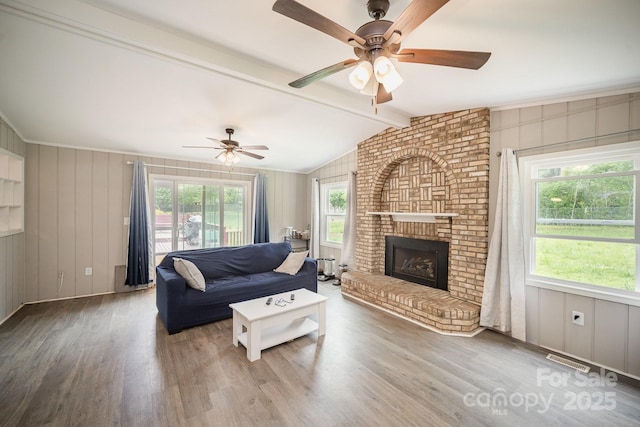1211 Mirror Park Dr, Salisbury, NC 28146 - living area with a ceiling fan, visible vents, wood finished floors, and plenty of natural light