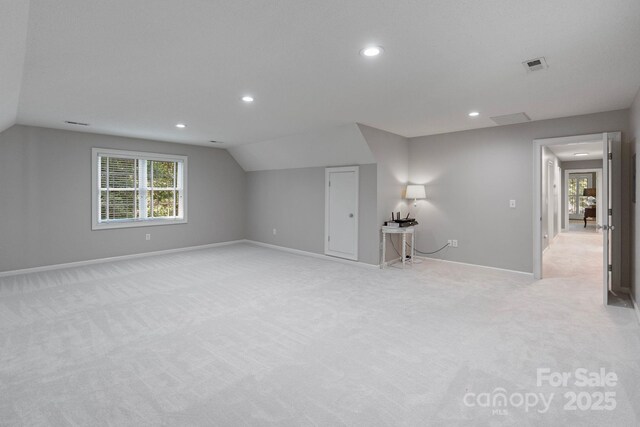 1721 White Pond Ln, Waxhaw, NC 28173 - bonus room featuring lofted ceiling, carpet, healthy amount of natural light, recessed lighting, and baseboards