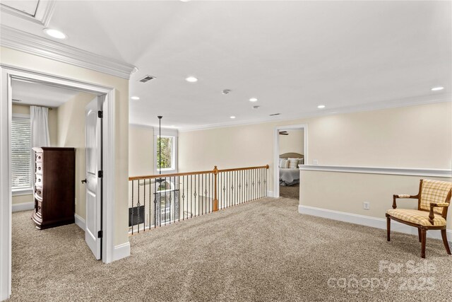 7923 Mountain Shore Dr, Sherrills Ford, NC 28673 - sitting room with carpet floors, ornamental molding, baseboards, and recessed lighting