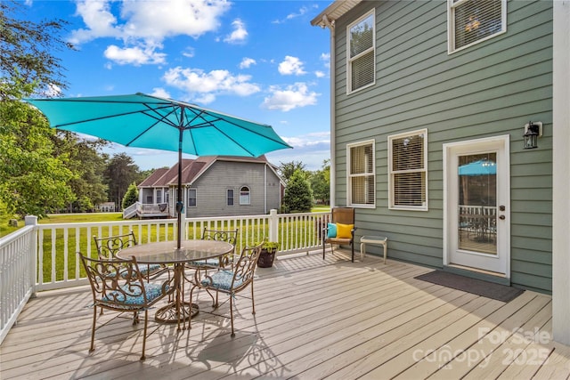 7923 Mountain Shore Dr, Sherrills Ford, NC 28673 - wooden deck with outdoor dining area and a lawn