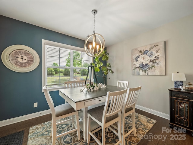 1149 Mayapple Way, Belmont, NC 28012 - dining room with wood finished floors, a notable chandelier, and baseboards