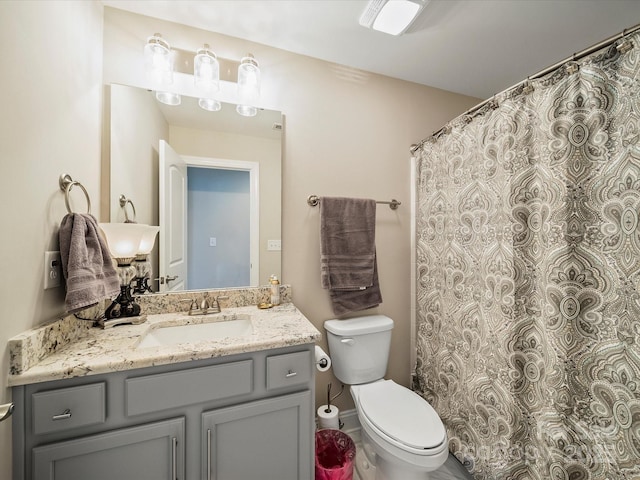 1149 Mayapple Way, Belmont, NC 28012 - bathroom featuring toilet, a shower with curtain, and vanity