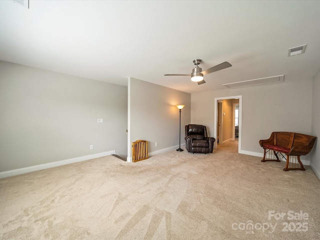 1149 Mayapple Way, Belmont, NC 28012 - sitting room with attic access, carpet flooring, ceiling fan, visible vents, and baseboards