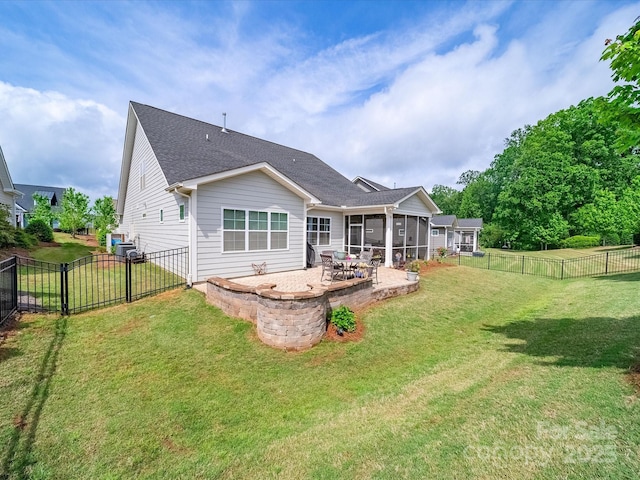 1149 Mayapple Way, Belmont, NC 28012 - rear view of property with a patio, a fenced backyard, and a sunroom